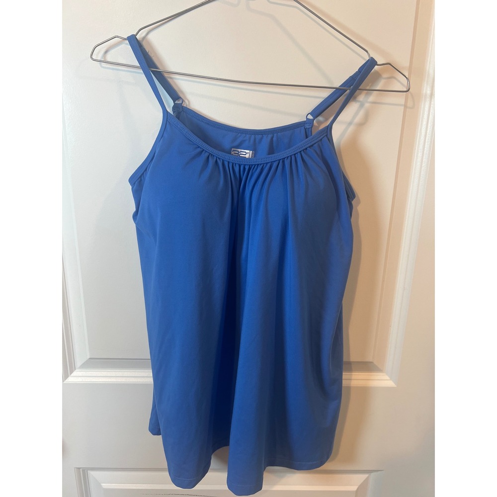 32 Degrees Womens Cami Tank Top Built-in Shelf Bra Blue Small